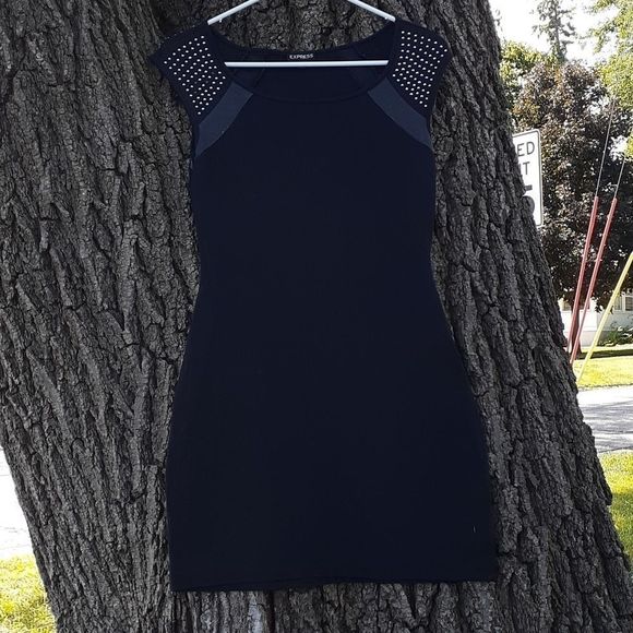 Express‎ Bling Leather Accent Sleeveless Mini Dress - Picture 1 of 8